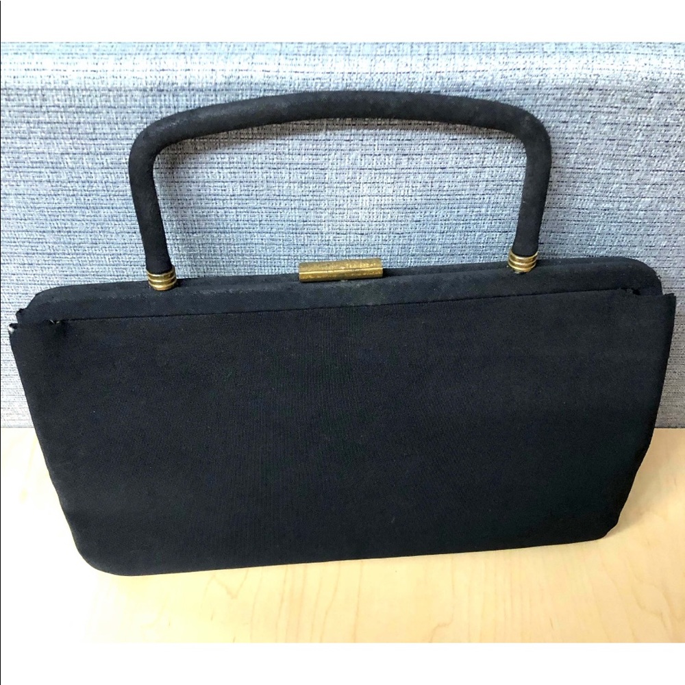 Vintage Garay Black Faille Evening Purse 1950s